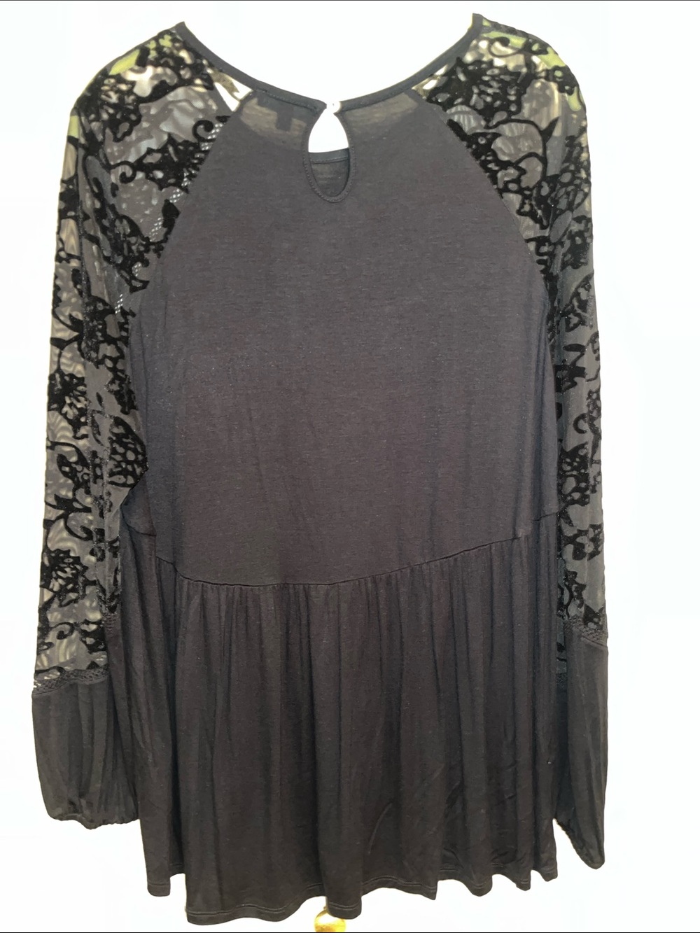 RBX Black Long Sleeve Top with Lace Raglan Sleeves - Picture 4 of 4